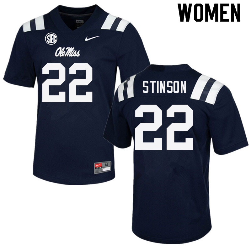 Women #22 Jarell Stinson Ole Miss Rebels College Football Jerseys Sale-Navy